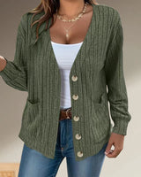 Veste manches longues col V couleur unie