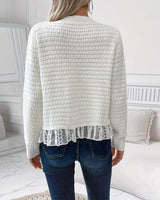 Manteau Manches Longues Pull À Panneaux De Dentelle