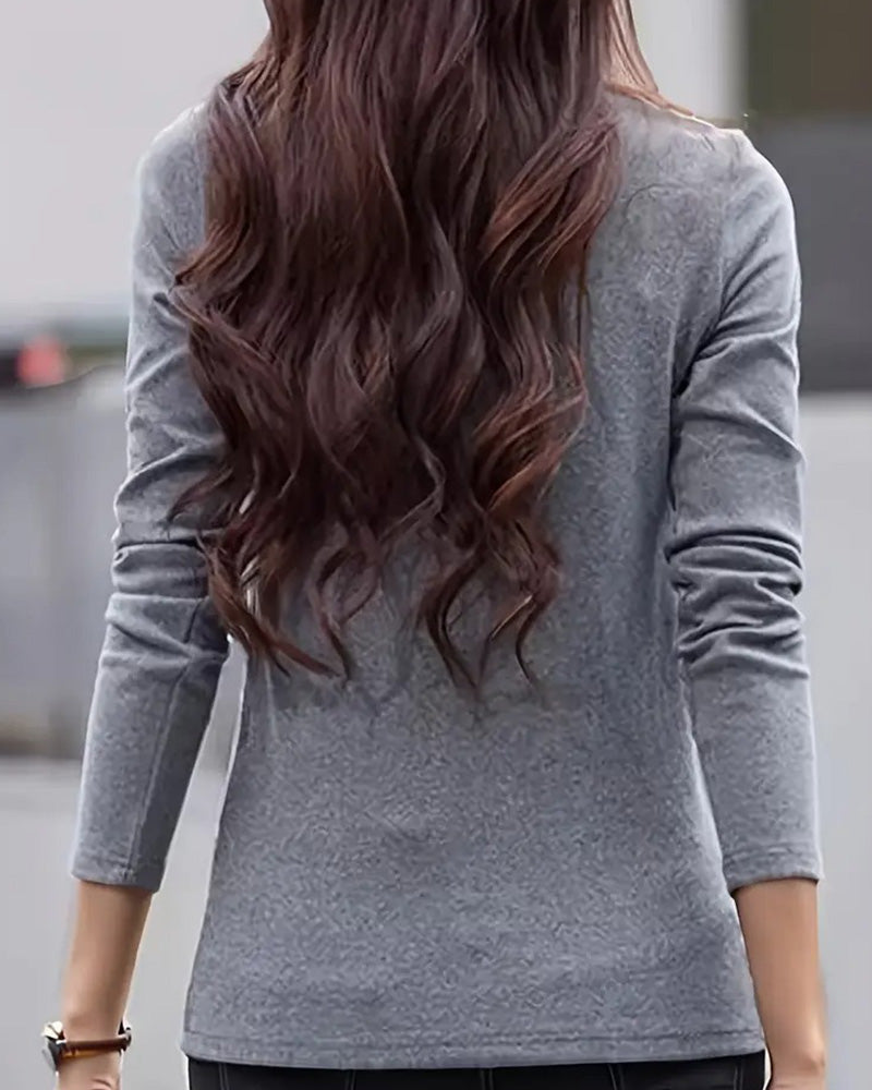Haut Slim Fit Plissé Manches Longues