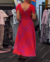 Robe imprimée fendue plissée