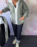 Manteau-Pull Décontracté à Manches Longues avec Lettre