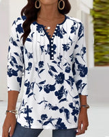 Blouse à Boutons Imprimée Mode