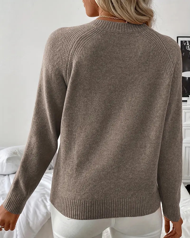 Pull Bouton Décoré Manche Raglan