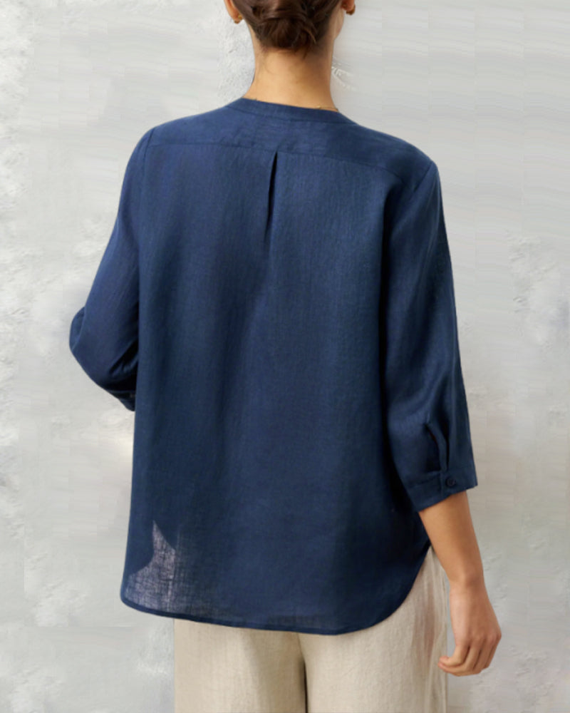 Chemise Manche Trois-Quarts Coton Boutonné