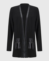 Manteau à poches en patchwork de couleur unie tendance