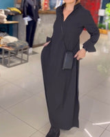 Robe longue ample avec revers et fente latérale