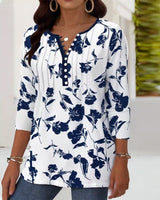 Blouse à Boutons Imprimée Mode