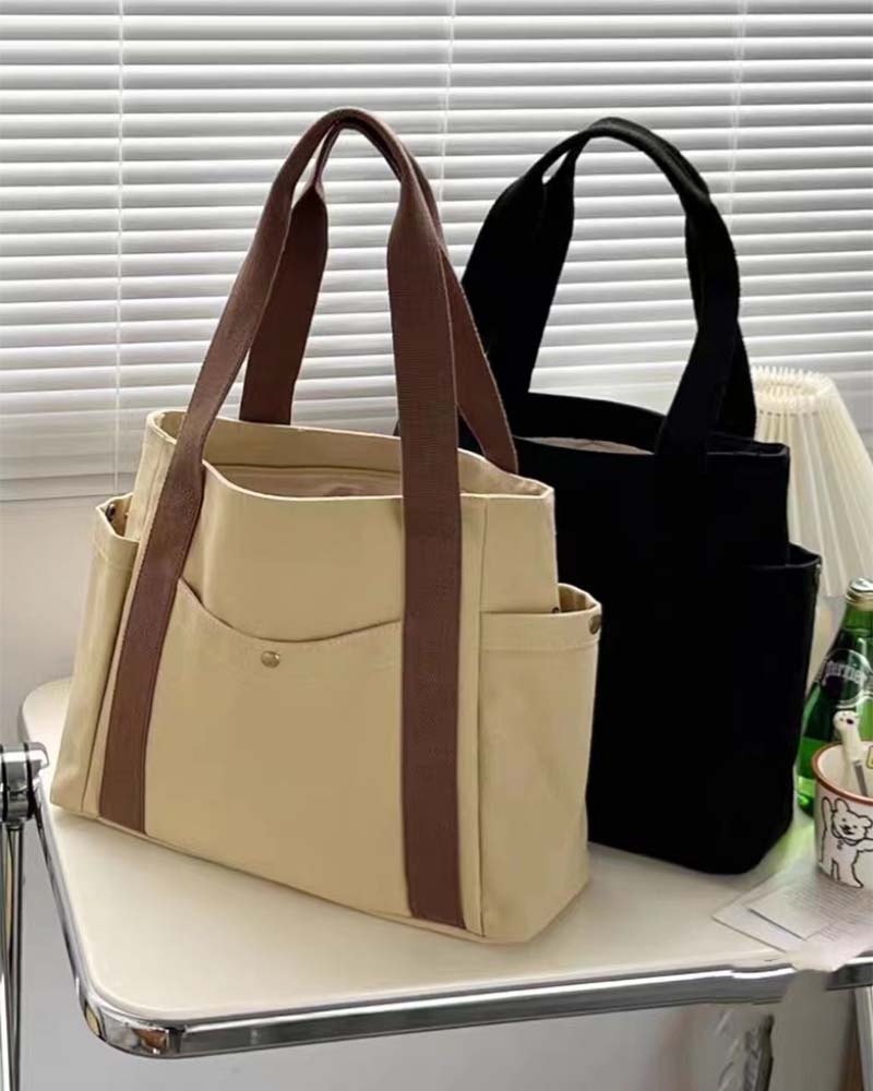 Sac en toile de grande capacité avec doubles poignées