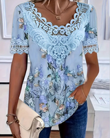 T-Shirt À Imprimé Fleuri Mode Manche Courte