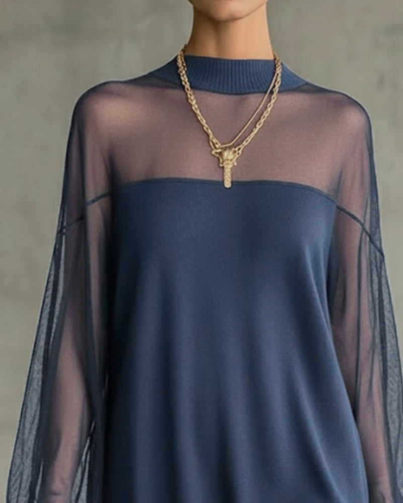 Robe Manche Lanterne Unie Patchwork