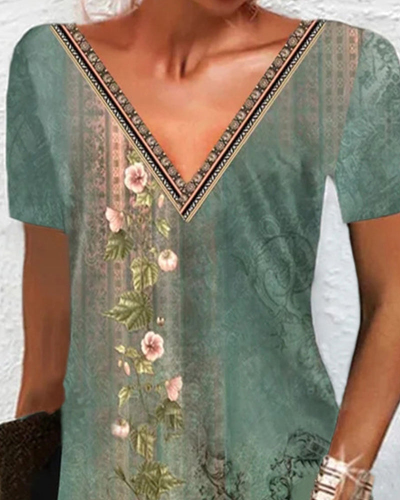 Robe à imprimé floral et manches courtes