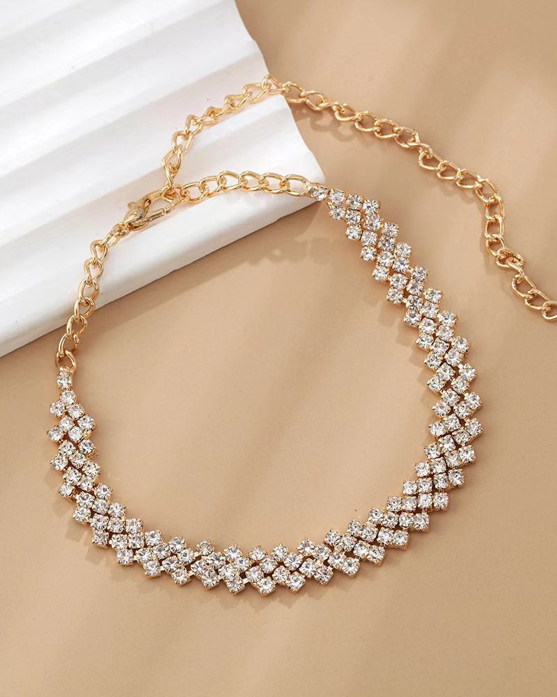 Bracelet de cheville en strass losange irrégulier