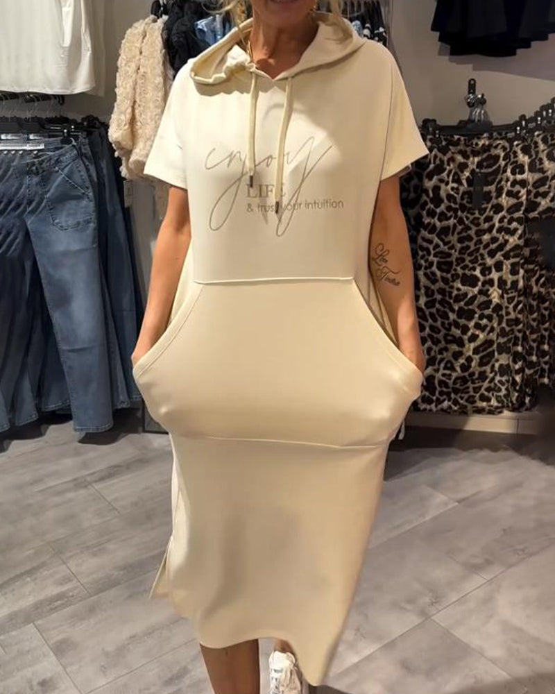Robe À Capuche Décontractée Cordon