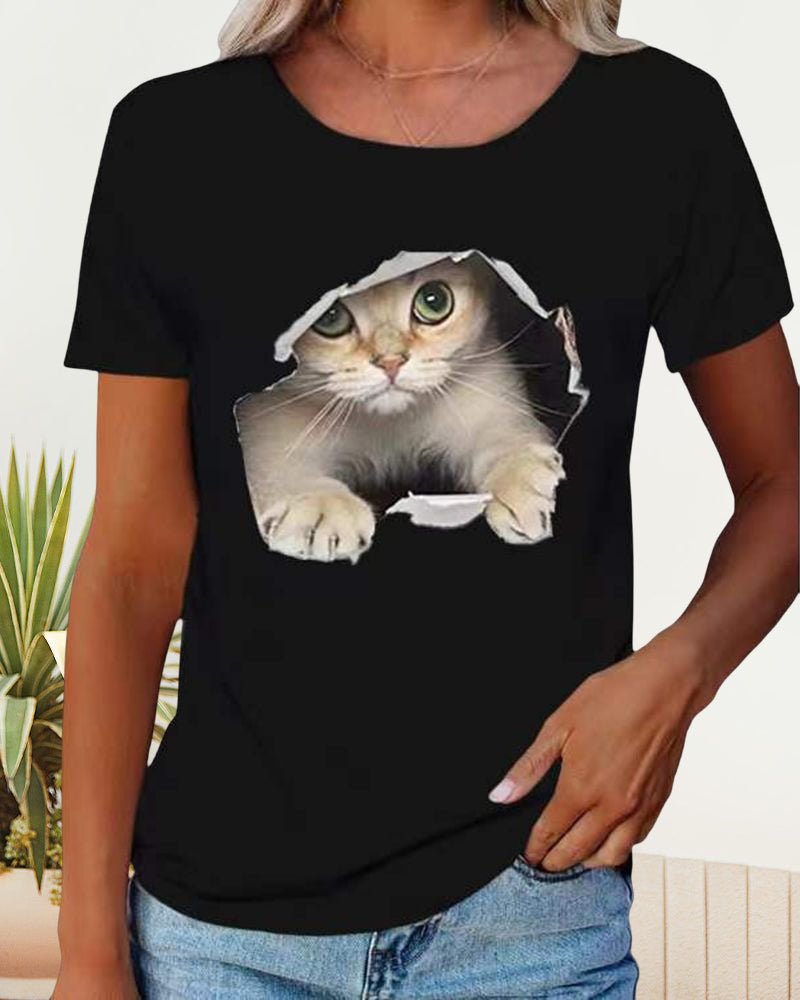 T-shirt avec imprimé chat