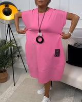 Robe décontractée à manches courtes et imprimé lettre simple