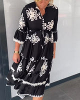 Robe à imprimé floral et manches 3/4
