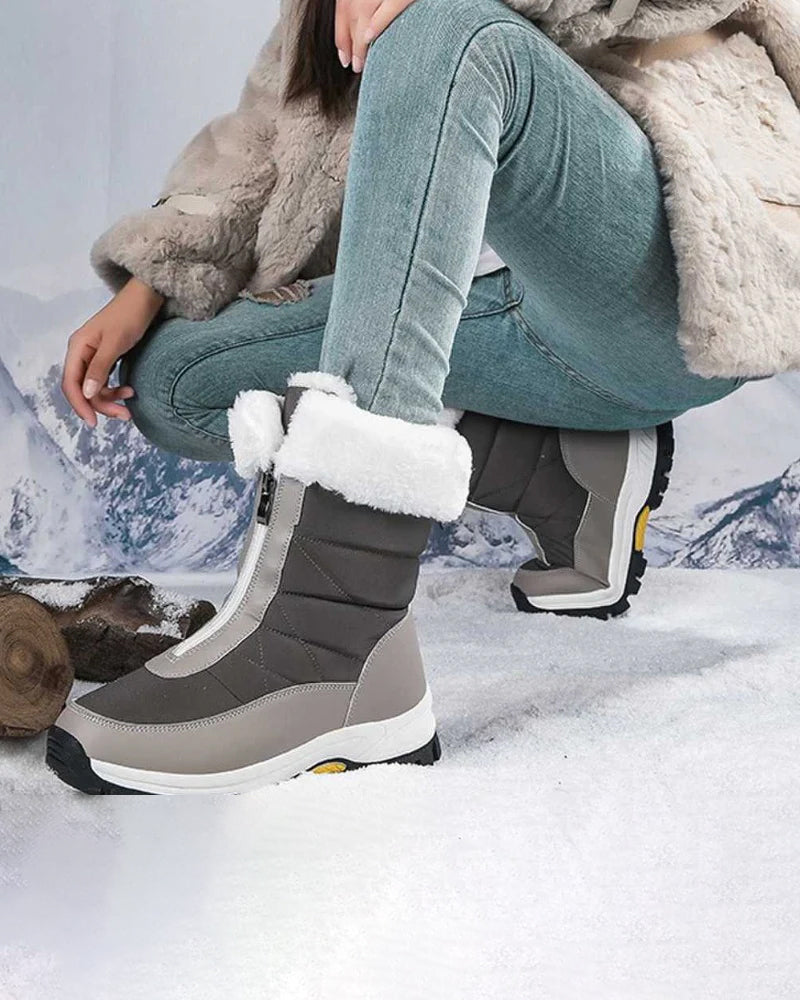 Bottes De Neige Chaudes Antidérapantes À Fermeture Éclair Pour Femmes