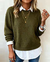 Pull À Col Chemise Avec Design Patchwork