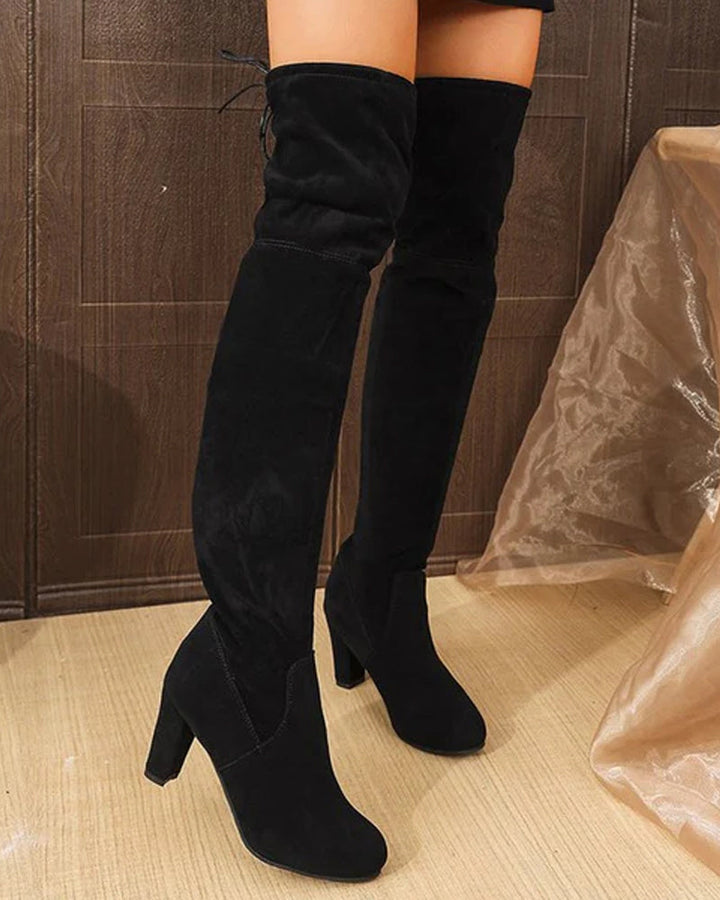 Bottes Élégantes Au-Dessus Du Genou En Daim Synthétique