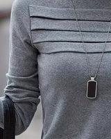Haut Slim Fit Plissé Manches Longues