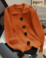 Cardigan à gros boutons et tissage tricot