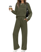 Set Haut à Col Rond pour Femme et Pantalon à Cordon