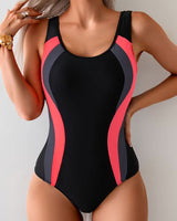 Maillot De Bain Une Pièce Color-Block Imprimé