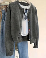 Cardigan décontracté de couleur unie à manches longues