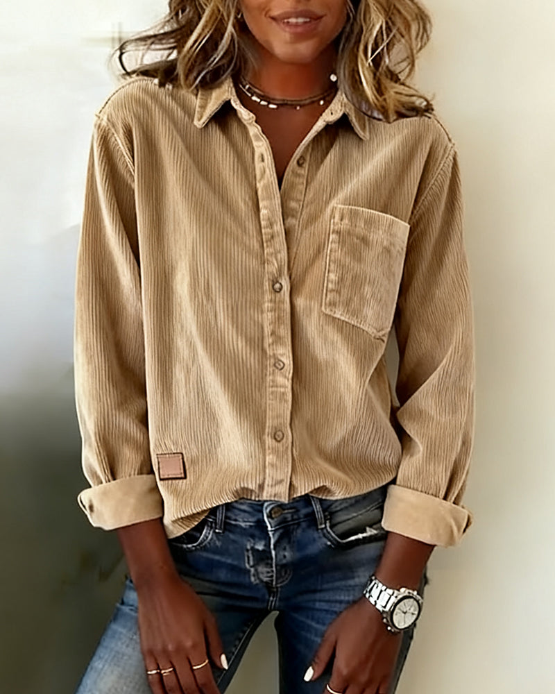 Chemise Tendance Velours Côtelé Revers