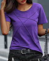 T-Shirt Col Rond Couleur Unie Coupe Cintrée
