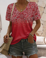 T-Shirt Col V Imprimé