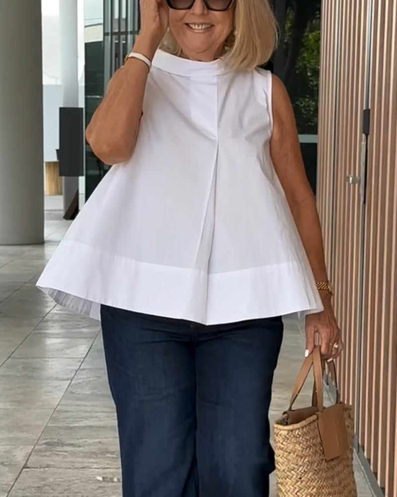 Blouse Sans Manches Unie Simple