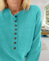 Pull décontracté à simple boutonnage de couleur unie