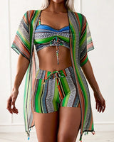 maillot de bain trois pièces bikini imprimé vacances