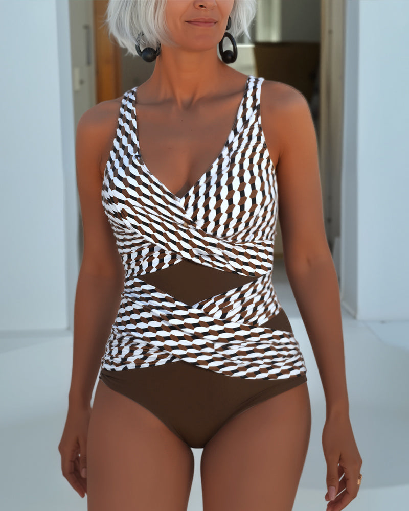 Maillot de Bain Avec Découpe Croisée Pour Style Détendu De Resort