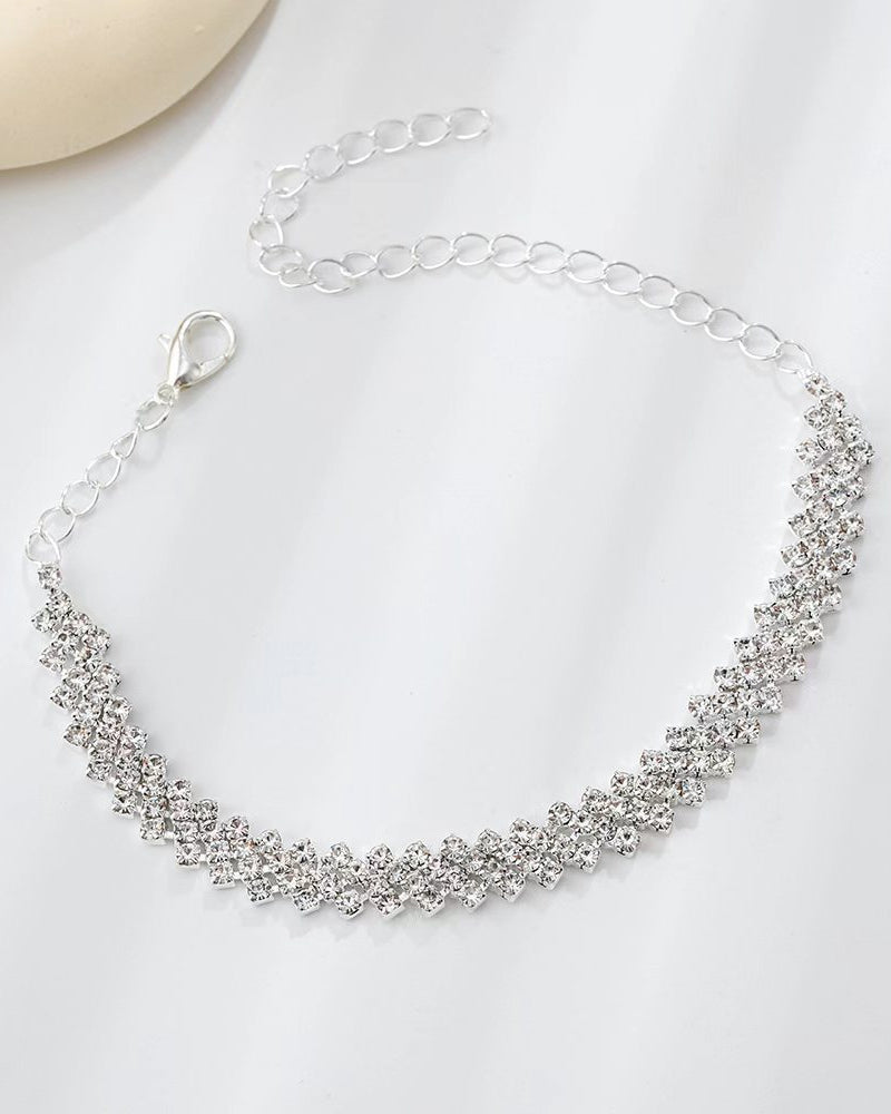 Bracelet de cheville en strass losange irrégulier
