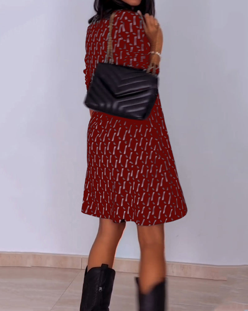 Robe col V imprimé losanges