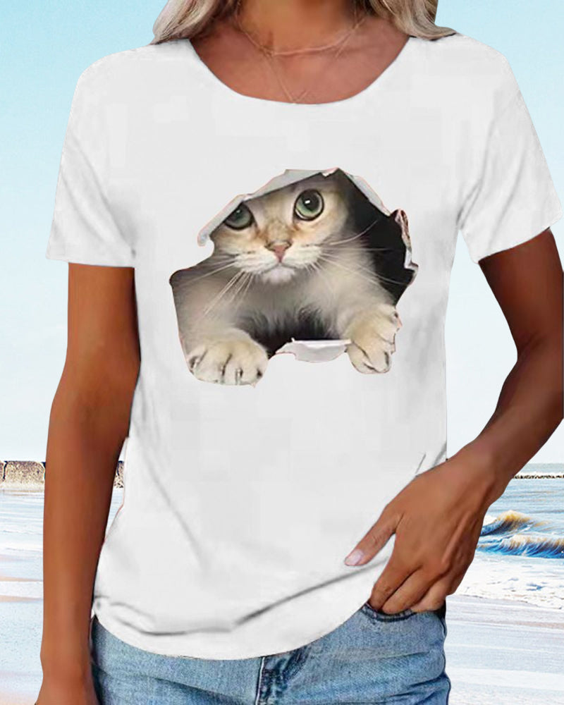 T-shirt avec imprimé chat