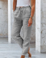 Pantalon décontracté à jambe droite de couleur unie