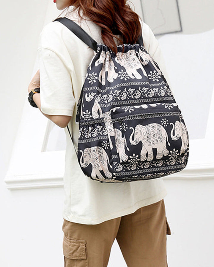Sac à bandoulière avec cordon de serrage de style ethnique