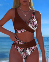 Bikini Contraste Couleur Mode Fleuri