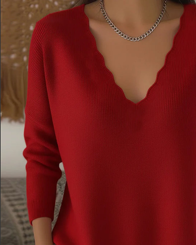 Pull Col En V Doux Tricoté