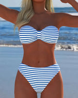 Maillot De Bain Haute Taille Rayé Triangle Deux Pièces