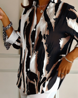 Blouse Col Montant Imprimé Irrégulier