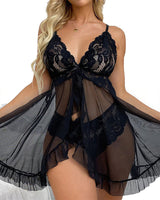 Ensemble De Nuisette Sexy En Mesh Transparent
