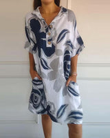Robe à poches à revers et imprimé floral