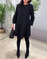 Robe décontractée au genou avec manches longues