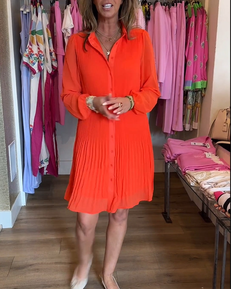 Robe plissée patchwork unie pour femme