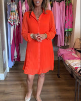 Robe plissée patchwork unie pour femme