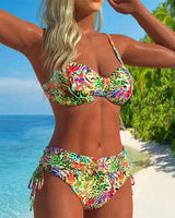 Maillot de Bain en Deux Pièces Accrocheur avec Motif Léopard